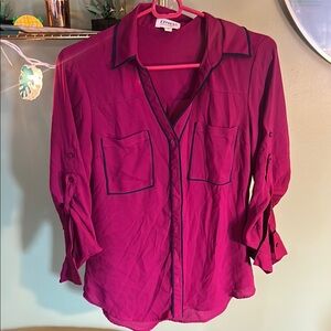 Express Pink Notched Collar Button Down Shirt